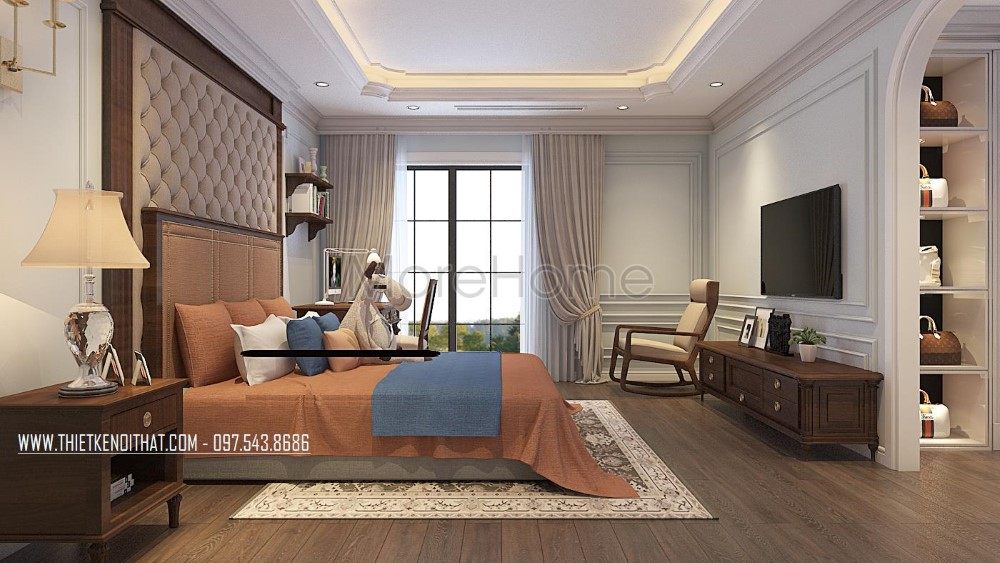 Thiết kế nội thất phòng ngủ biệt thự VinHome RiverSide Long Biên Hà Nội